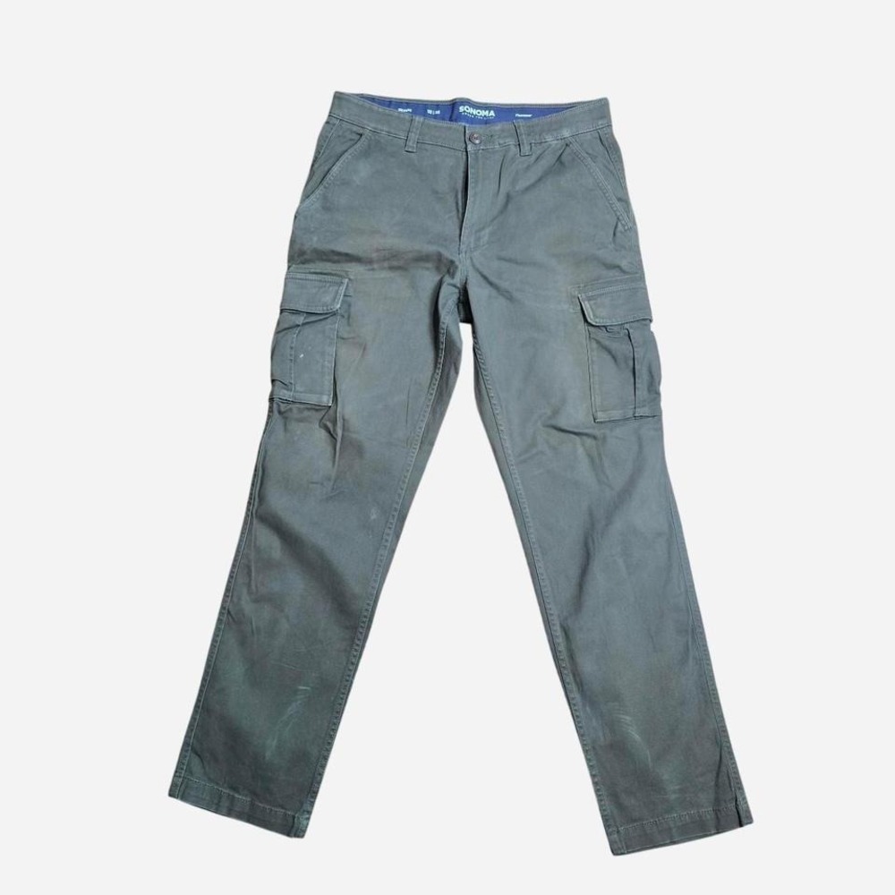 Sonoma Goods For Life Mens Cargo Pants 32x32 Olive‎ Green Flexwear Straight Leg